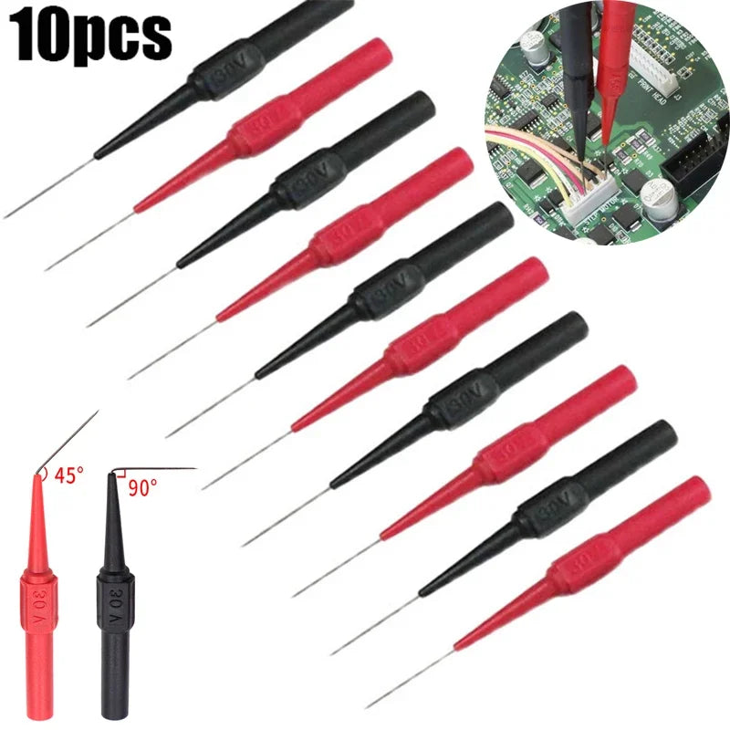 10Pcs 30V Diagnostic Tools Multimeter Test Lead Extention Back Piercing Needle Tip Probes Car Automotive Test Probe Kit 0.7MM Qme 10pcs