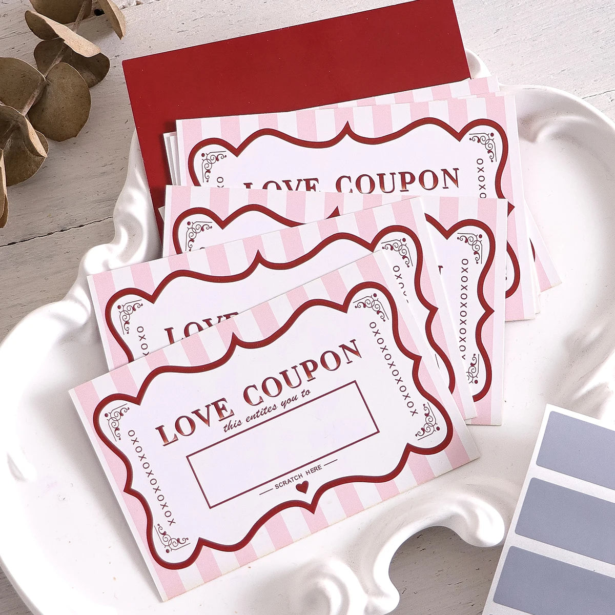 10Pcs/20Pcs Scratch Off Love Coupons, DIY Valentine's Day Love Coupons, DIY Romantic Scratch Off Couple Date Ideas, Night Cards, Qme 10pcs-red
