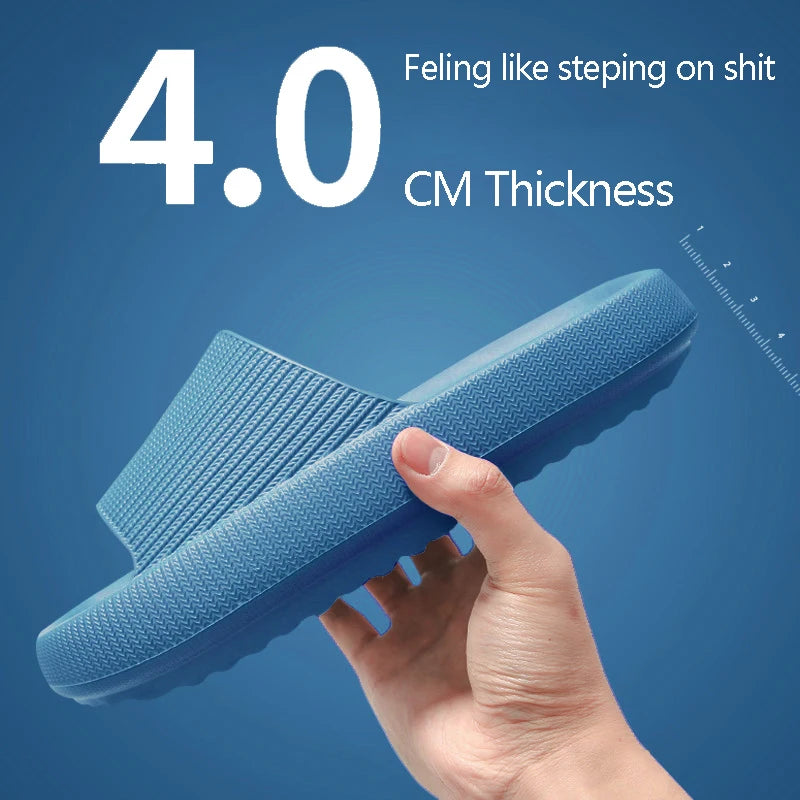 Cloud Sliders Women Men Non-Slip Bathroom Slippers Summer Soft Flip Flop Pillow Sliders Platform Pool Sliders Shower Shoes for I Qme A-Dark Blue 4.0cm 38-39