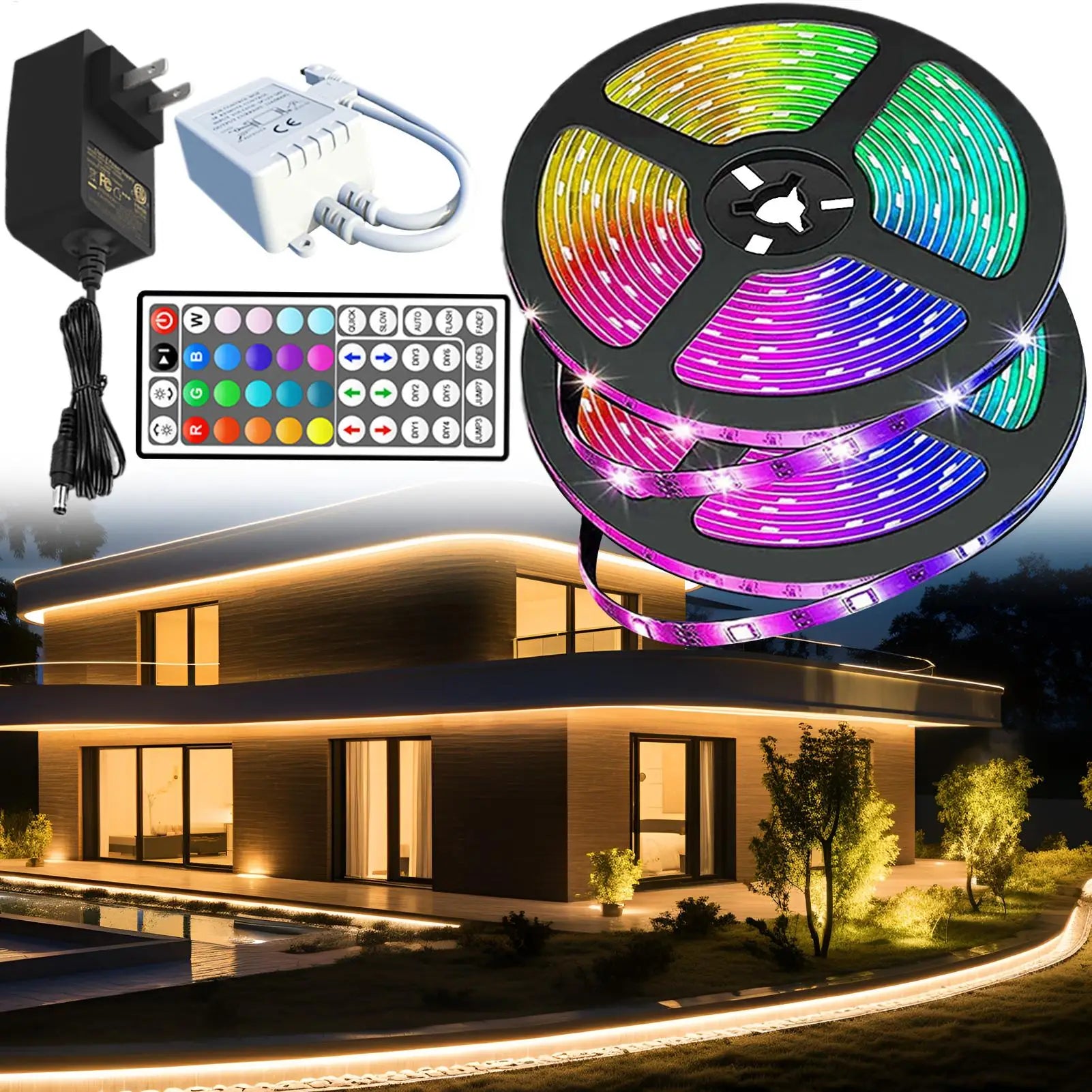 LED Lights Strip Changing 12V Music Syncing Remote Control Adhesive Qme