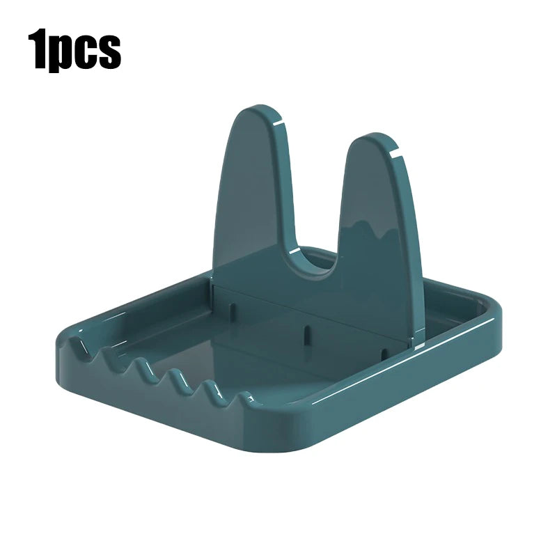 Foldable Pot Holder Plastic Spoon Holder Vertical Kitchen Storage Rack Suitable For Ladle Forks And Lid Rack Storage Rack Qme blue-1pcs