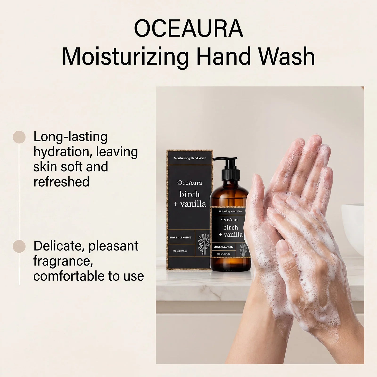Moisturizing Hand Wash Vanilla Extract Nourishing Liquid Soap Gentle Cleansing Hand Soap for Daily Use Soft Hands Family Care Qme
