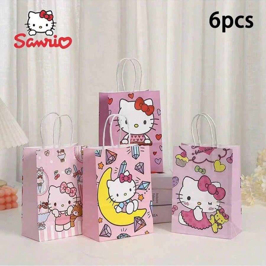 Sanrio Hello Kitty Bags Cute Cartoon Design Extra Large Capacity Qme Random 6pcs 20cm*15cm