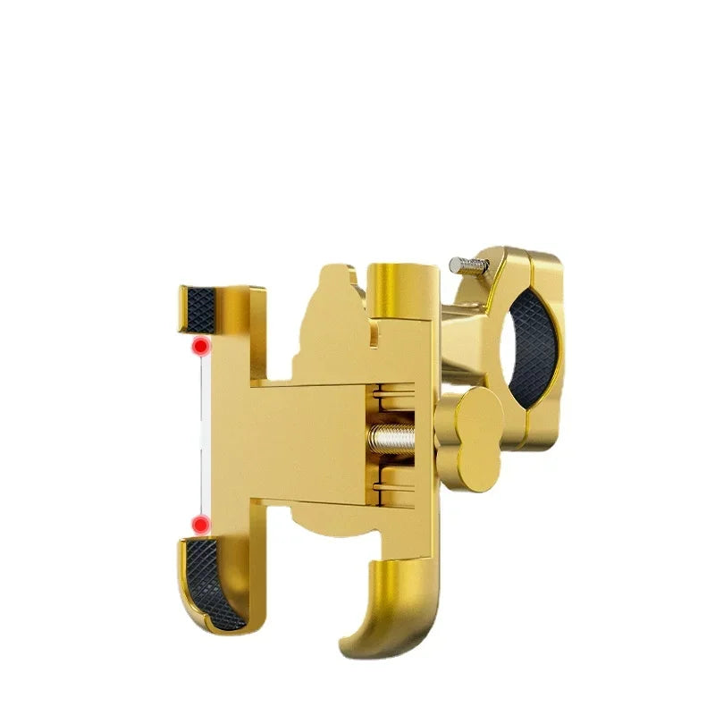 Universal Aluminum Alloy 360 Degrees Rotation Phone Support Bracket Stand for Motorcycle Bike, Black/Gold Qme
