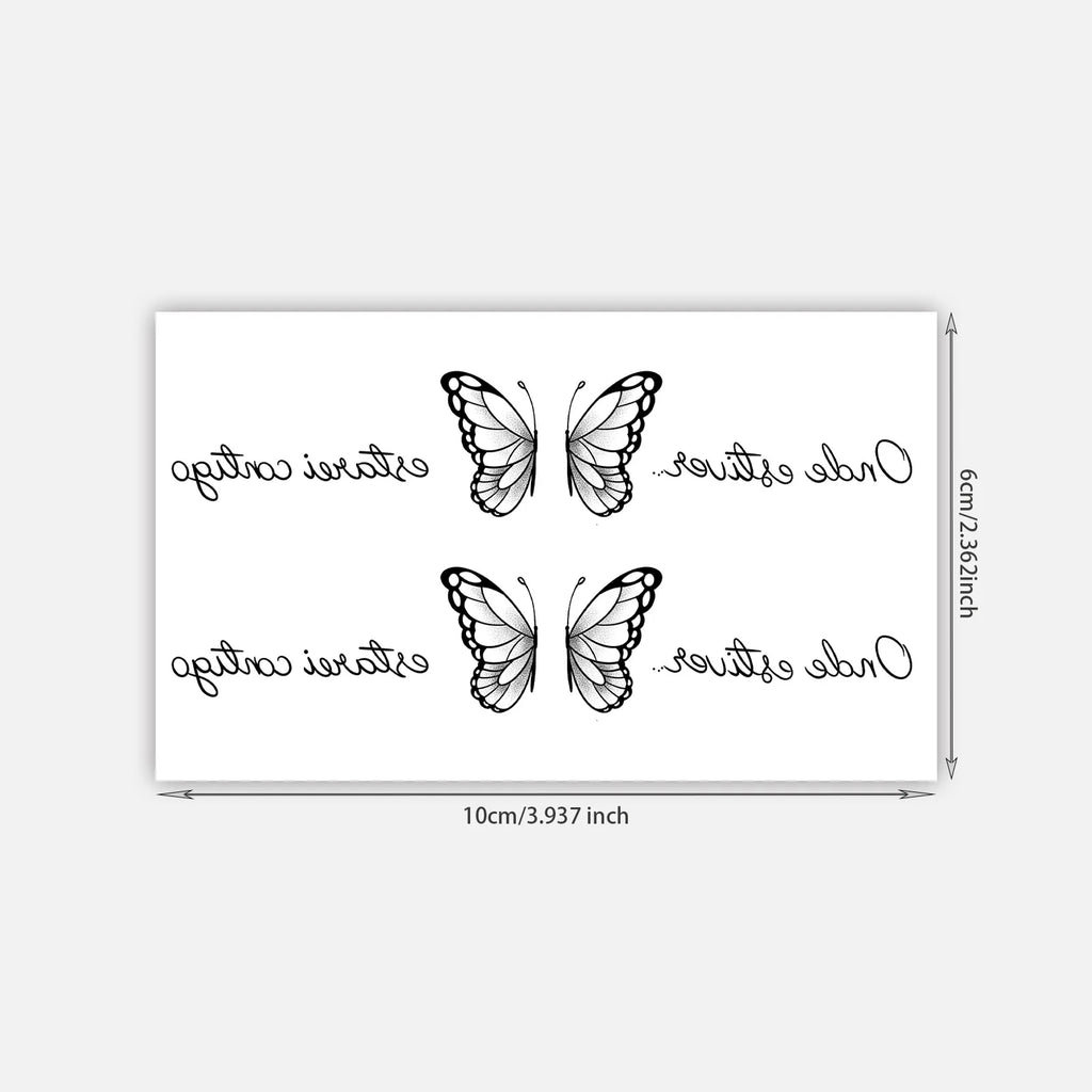 Splicing Butterfly Tattoo Sticker, Realistic Line Temporary Tattoo, Long-Lasting Waterproof Couple Sticker for Romantic Gift Qme LX-851