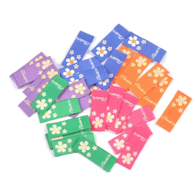 50Pcs Multicolor Flower Embroidery Cloth Labels Handmade DIY Hats Bags Crafts Garment Supplies Sewing Accessories Tags c3504 Qme random mixed