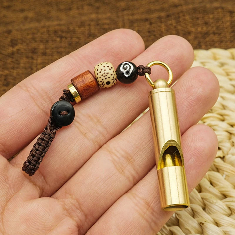 Brass Whistle Decibel Portable Outdoor Hiking Camping Life-saving Qme A4