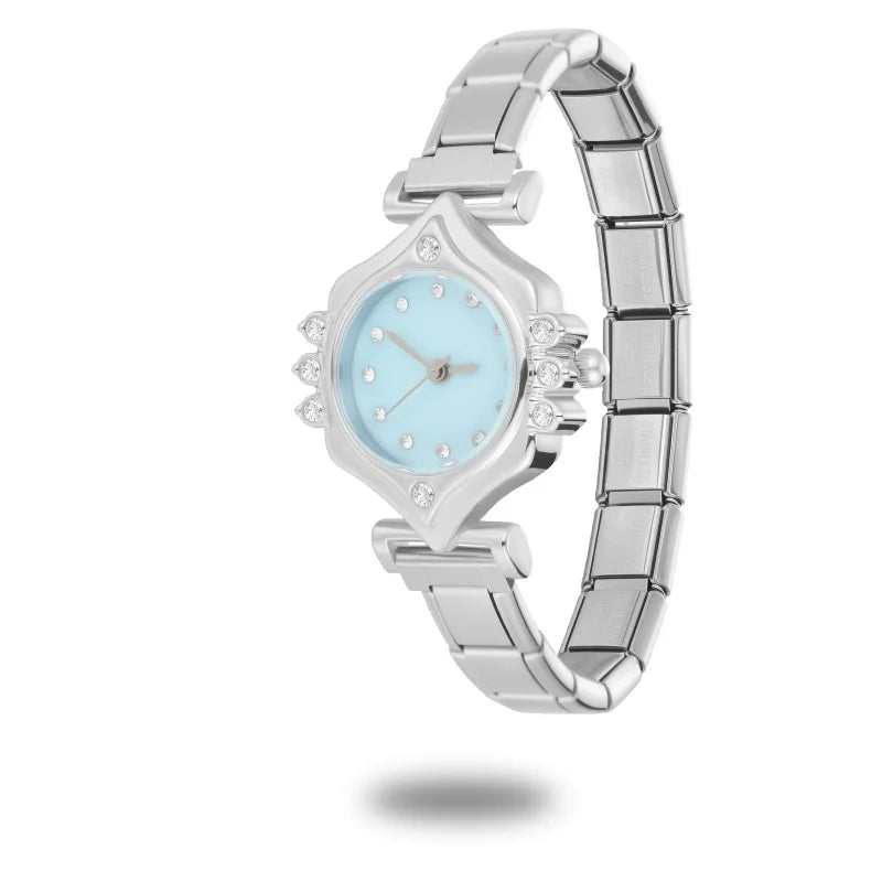 2025New Fit Width Italian Charm Square Zircon Elastic Watch Bracelets
