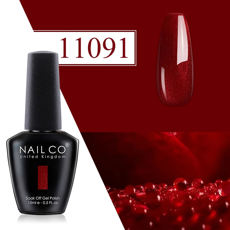 NAILCO Red Gel Nail Polish Wine Purple Semi Permanent Soak Off UV