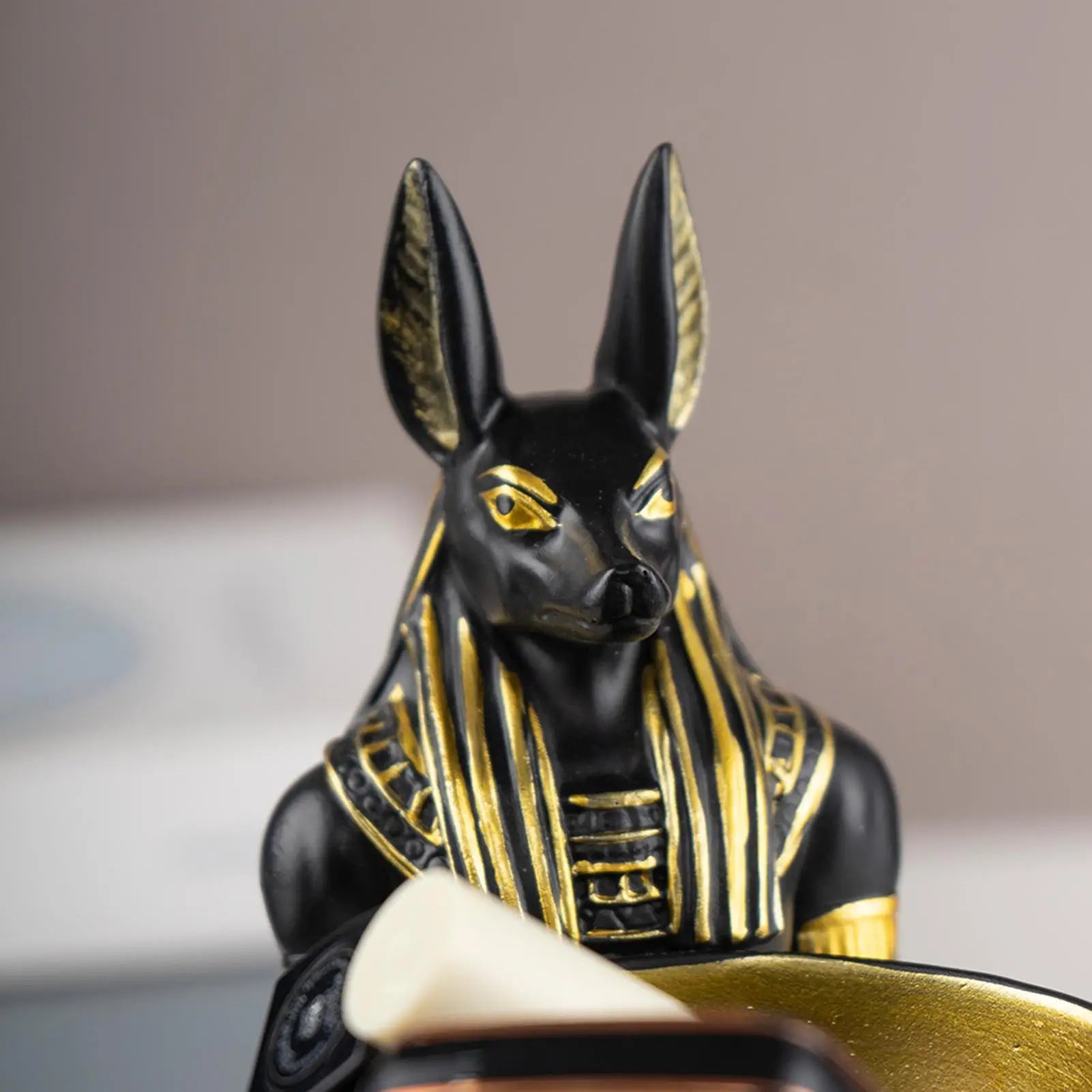 Dog Statues Table Standing Resin Animal Figurines Bowl Egypt God Qme