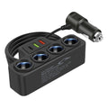 Car USB Charger QC3.0+PD 3.1A 12V-24V 3 USB Socket 4-Socket 3 USB Ports Car Cigarette Lighter Splitter USB Phone Charger Adapter Qme black