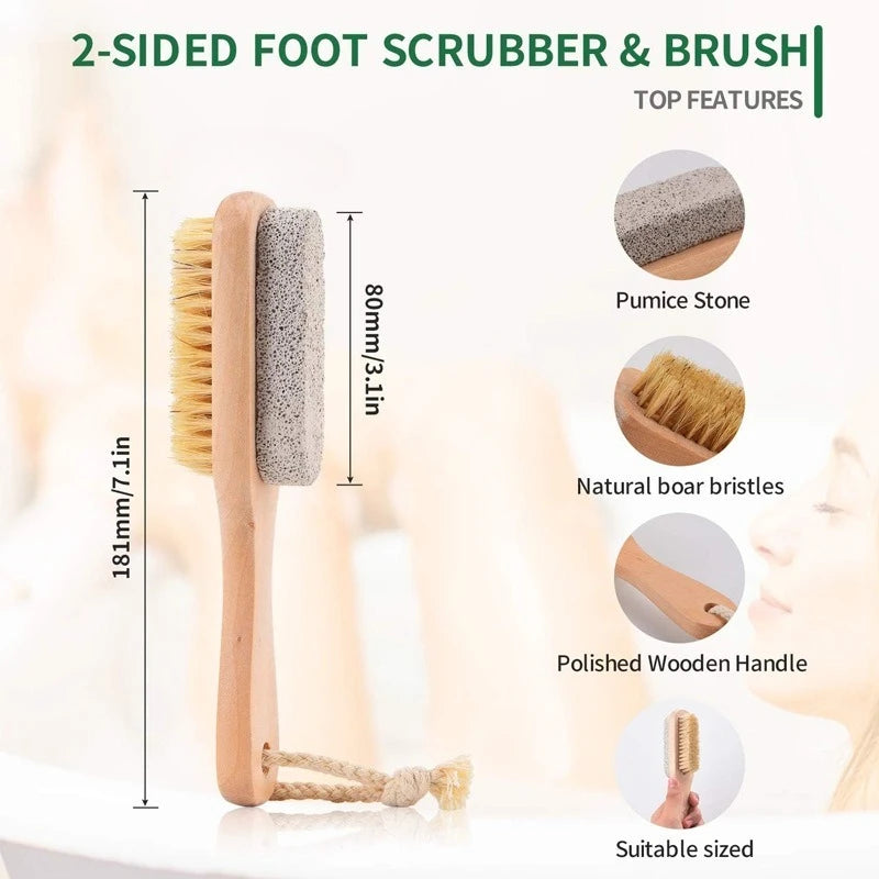 Body Brush Dry Wet Brushing 2 Sided Foot File Scrubber Exfoliating Qme