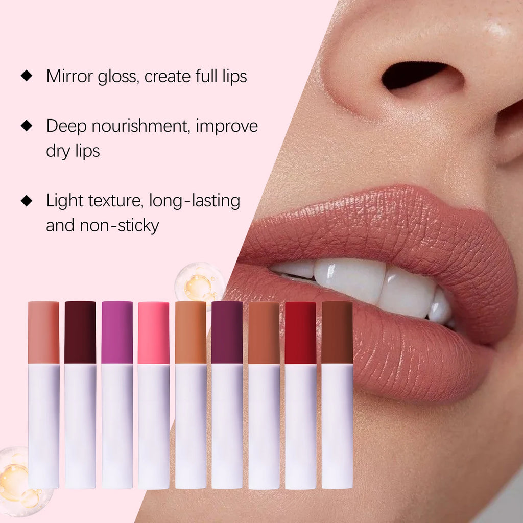 Lips Staining Mirror Lip Oil Gloss Long-Lasting Moisturizing Waterproof Non-stick Cup Makeup Lip Cosmetics Sexy Lips Plumper Qme