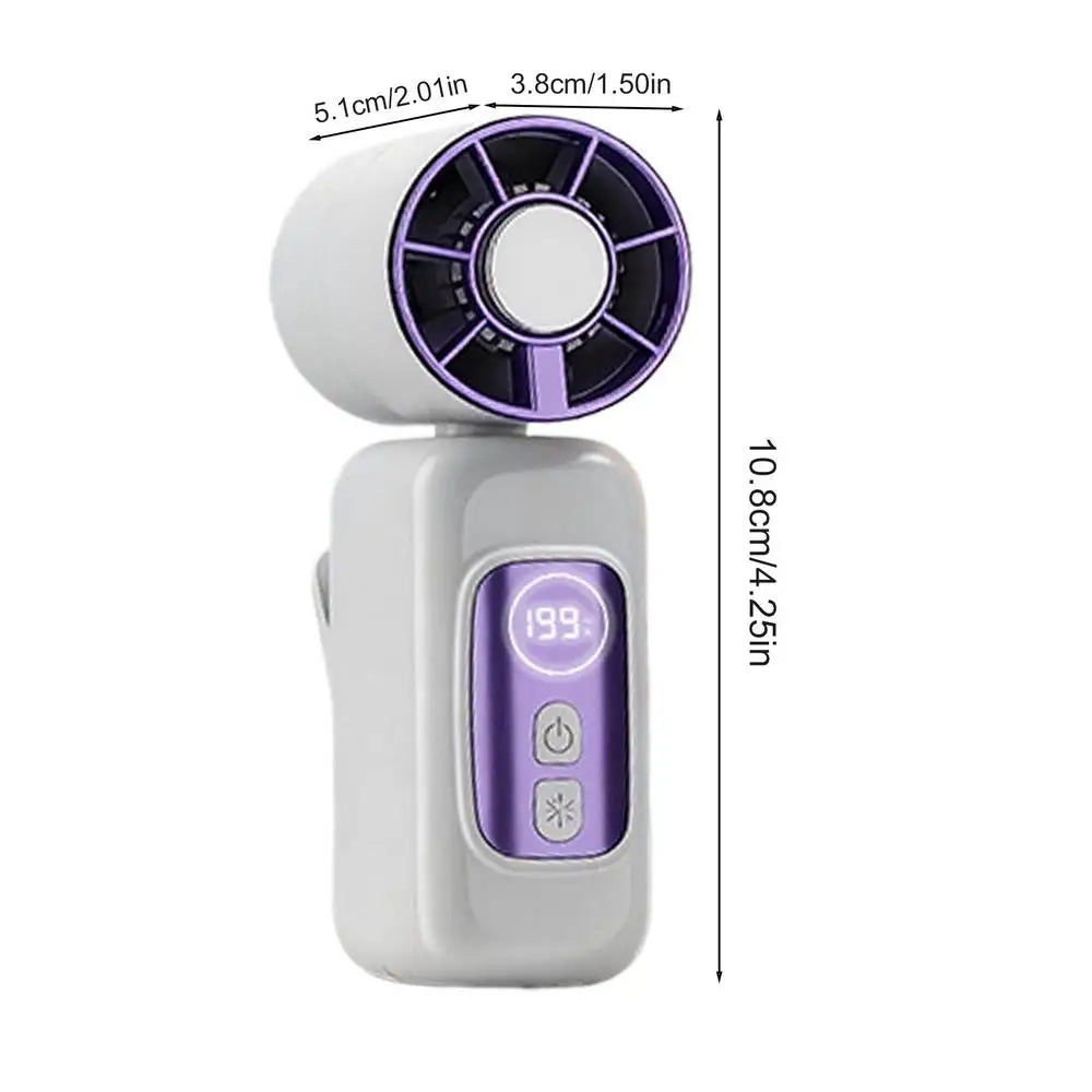 Mini Fan Clip 5 Speeds LED Digital Display Portable Device Shirt Bags Qme China Mainland White