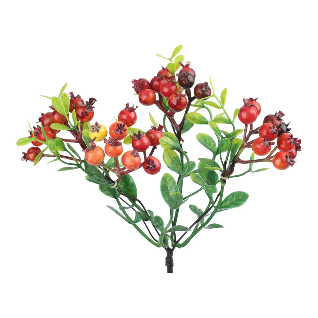 1 Pc Artificial Pomegranate Long Branch Vibrant Artificial Berry Flowers Weddings, Parties Home Decor Qme Red and orange