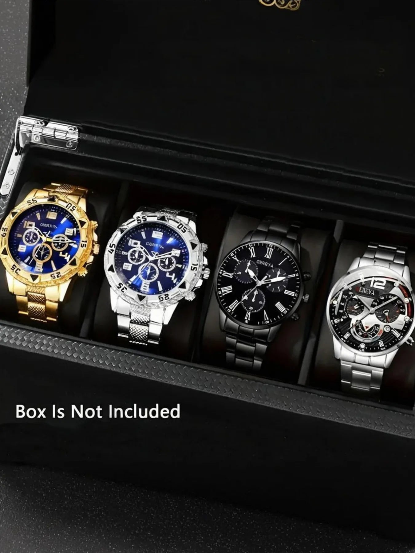 4-piece watch set, men's exquisite versatile watch, fashionable quartz watch, simple temperament watch set Qme Multicolor No