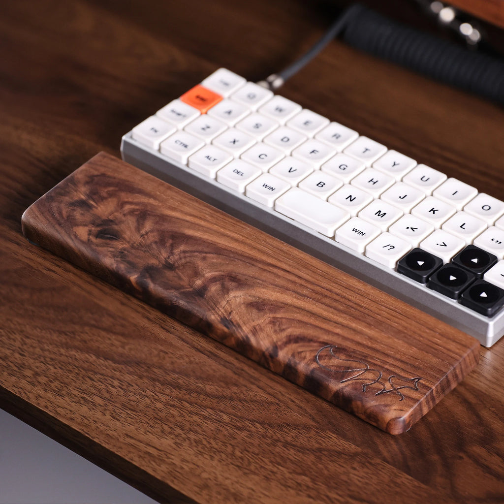 Chosfox 40 layout Black Walnut Wood Palm Wrist Rest Walnut Solid Pad Wrist Support Anti-Slip Base Mechanical Keyboard Wrist Rest Qme