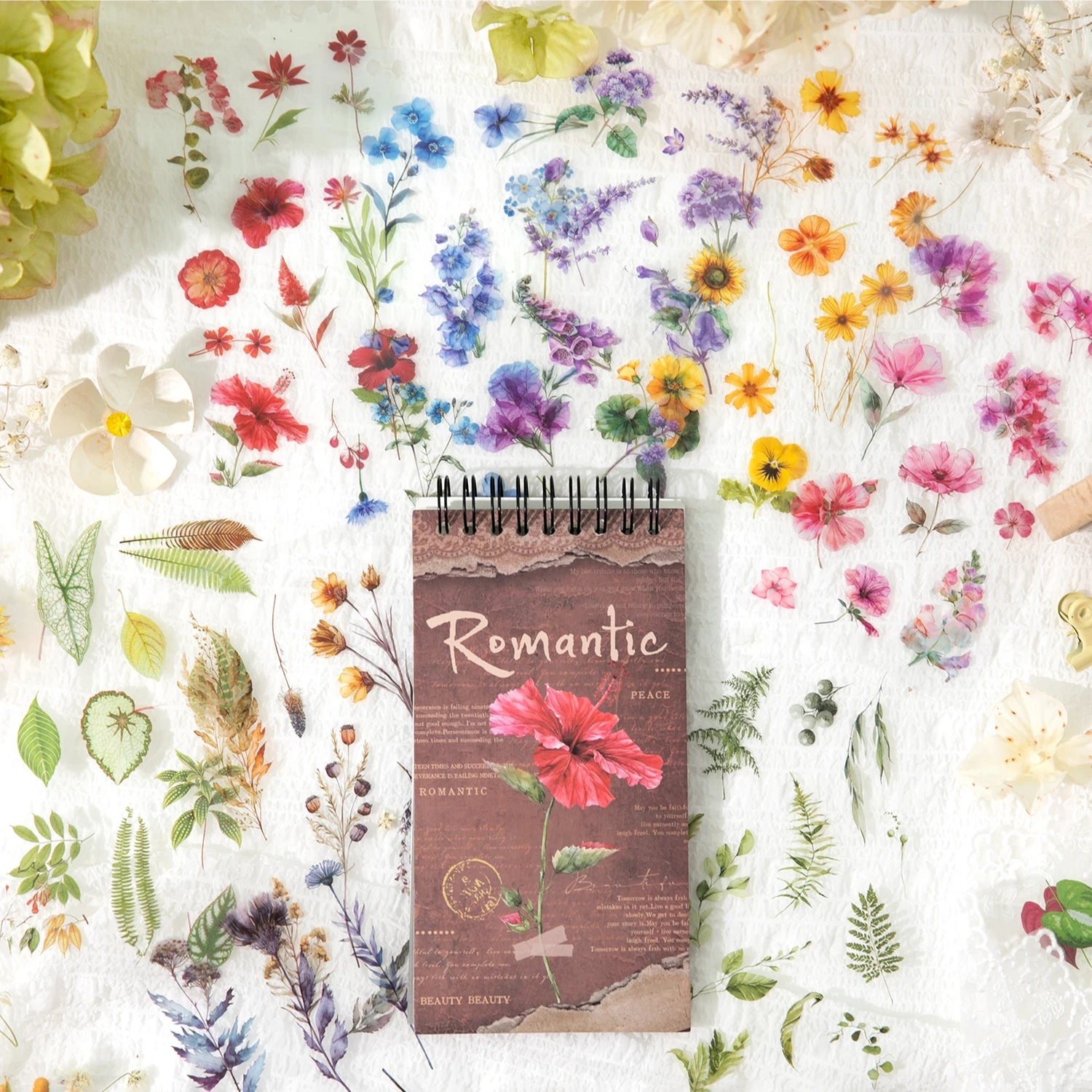 50 Sheets Vintage Flower PET Sticker Book DIY Diary Sticker Decoration Plant INS Album Scrapbooking Kawaii Stationery Stickers Qme A1