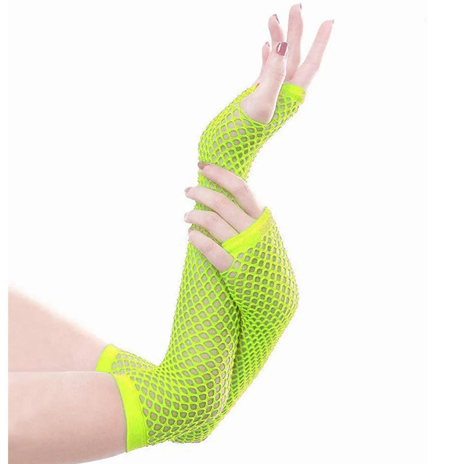 Colorful Fishnet Fingerless Long Gloves Party Wear Fancy Costume Accessories Sexy Girls Punk Goth Dance Performance Glovers Qme