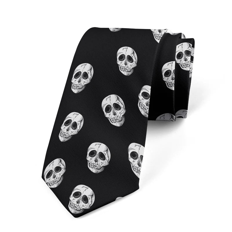 Funny Skull Print Tie Unisex Casual Creative Novelty Men's Fashion Qme style4
