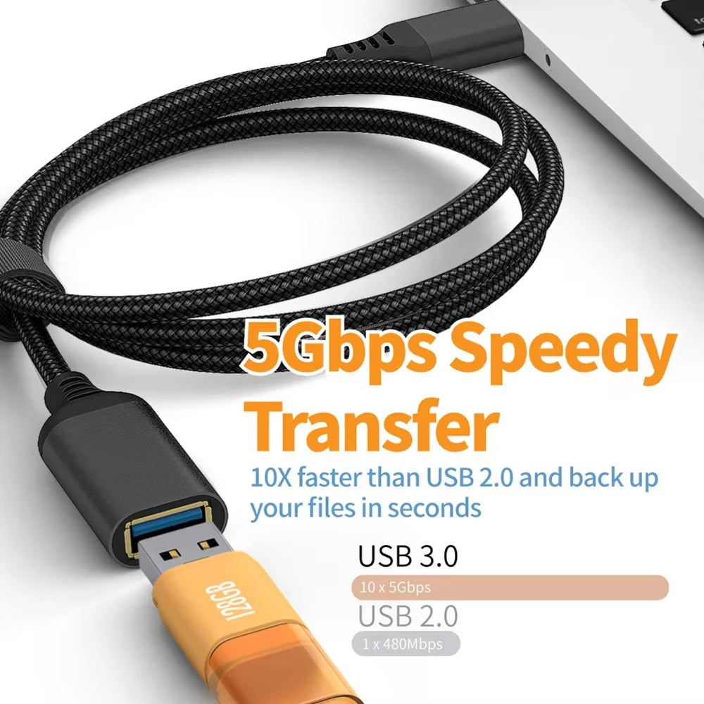 Nylon Braided USB 3.0 Male-To-Female High-Speed Transmission Data Cable Computer Camera Printer Extension Data transfer Wire 5M Qme