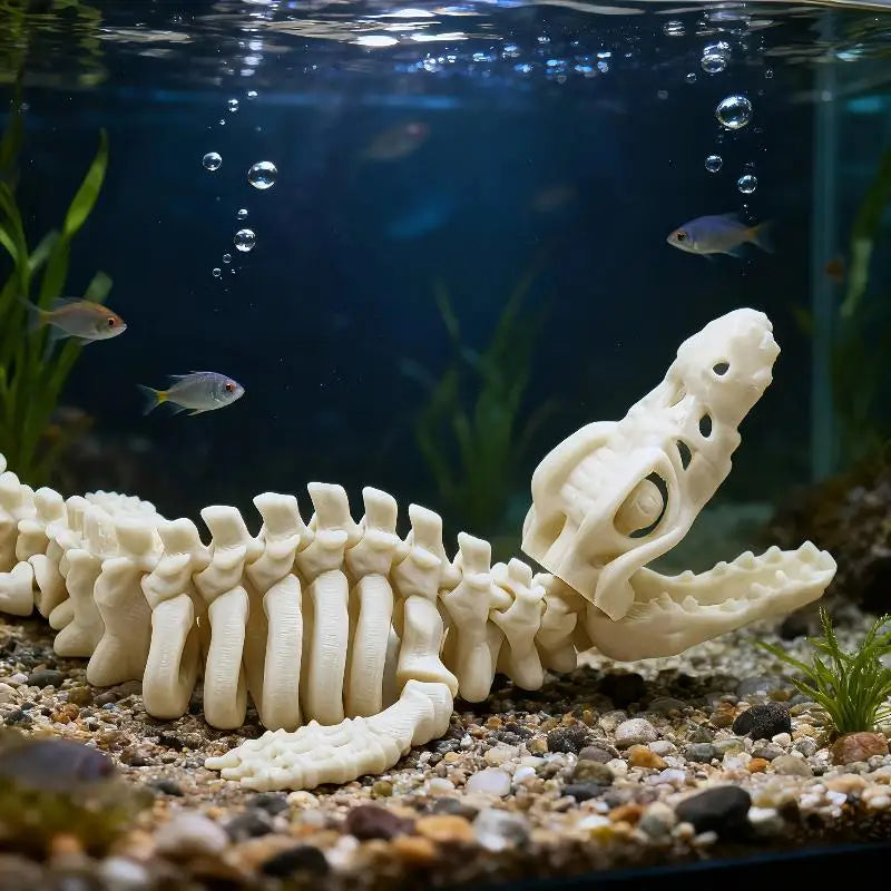 Fins Mosasaurus Skeleton Aquarium Decoration Fish Tank Ornament DIY Qme