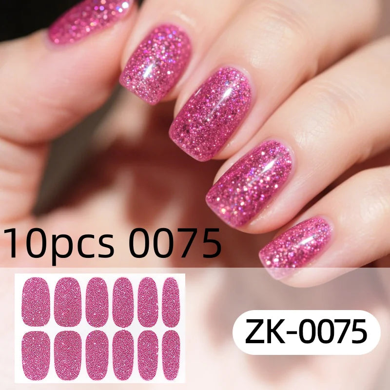 Nail Full Wrap Stickers Glitter Self Adhesive Gel Sticker Women Home