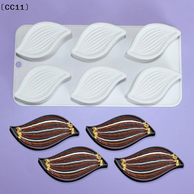 6 Holes Leaves Mousse Mold DIY Jelly Pudding Pastry Chocolate Qme