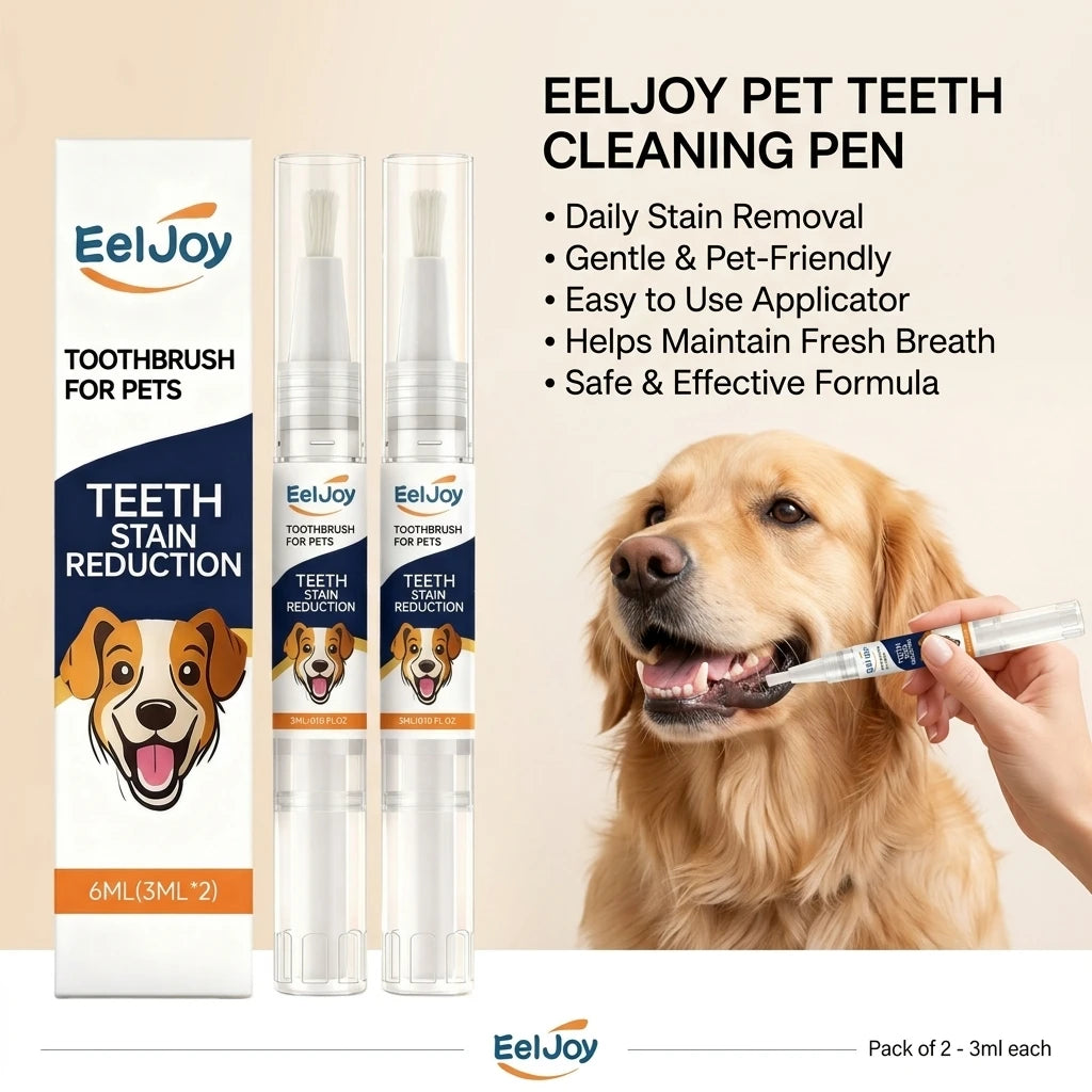 Pet Teeth Cleaning Pen Removing Plaque & Tooth Stains Freshing Breath Whiten Teeth Easy‑to‑use Gentle Dogs & Cats Oral Care Tool Qme