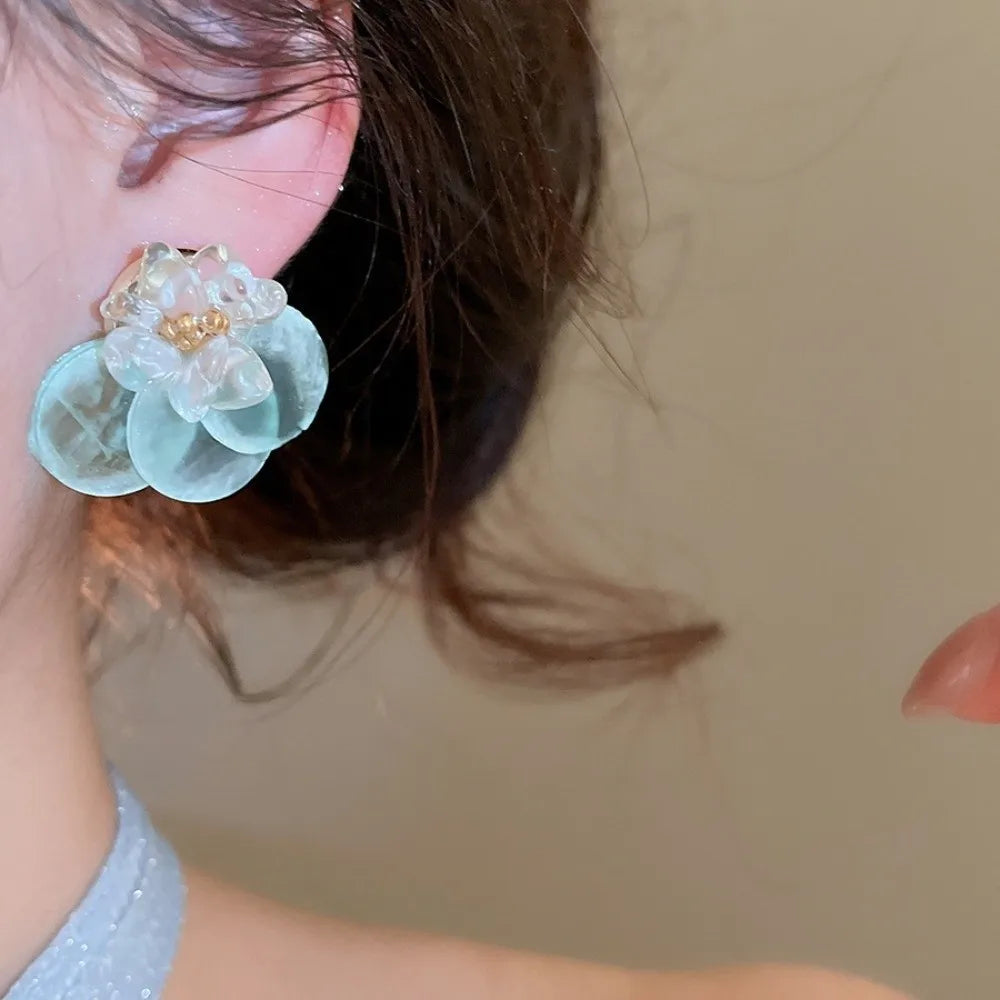 Fashion Beach Summer Shell Stud Earrings Bohemian Exaggerated Shell Drop Earrings Pendant Scallop Pendant Ear Studs Girl Qme