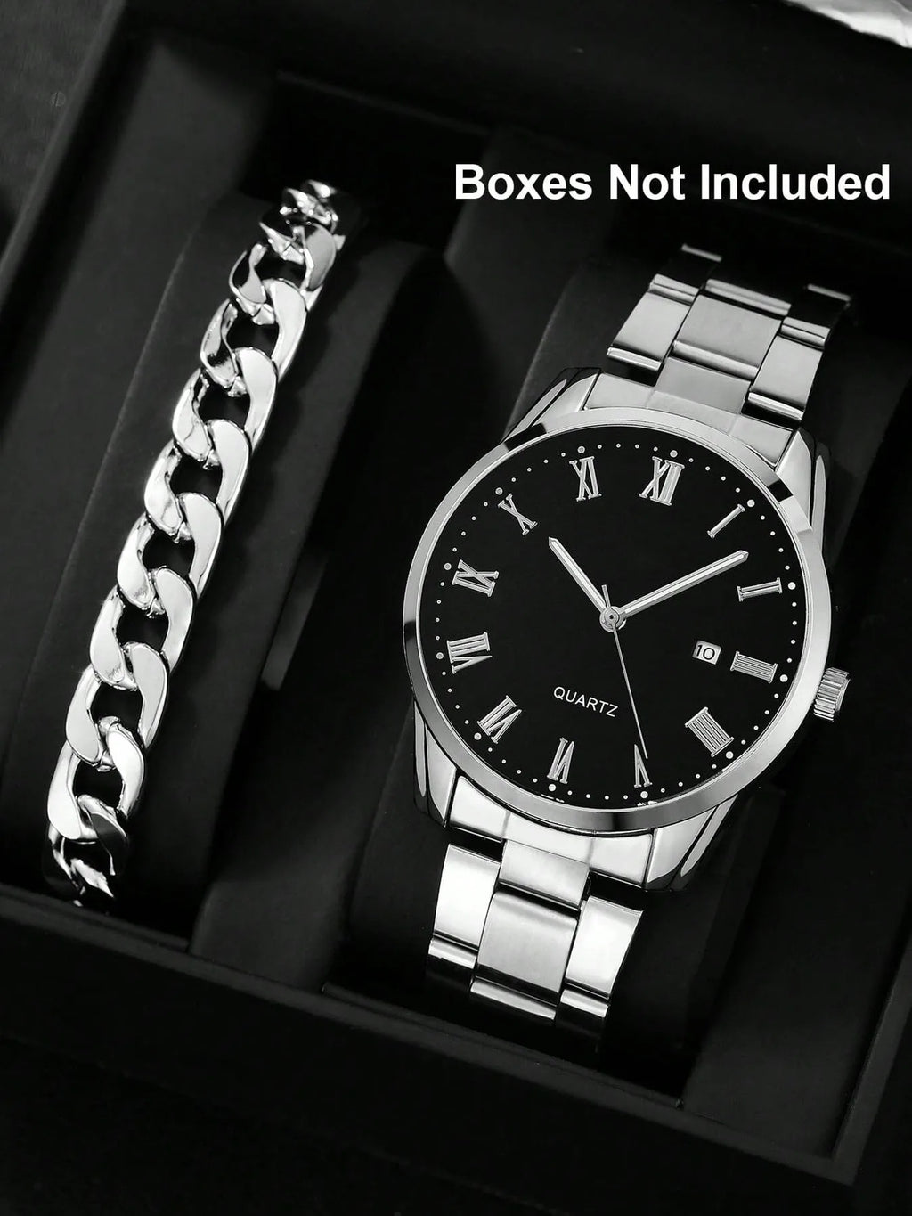 Simple quartz watch for men with a stainless steel strap Qme Silver