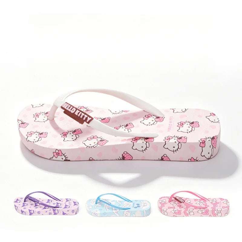 Hello Kitty Kuromi Cartoon Flip-Flops Cute, Non-Slip, Soft-Soled Slippers Outdoor Beach Flip-Flops Qme