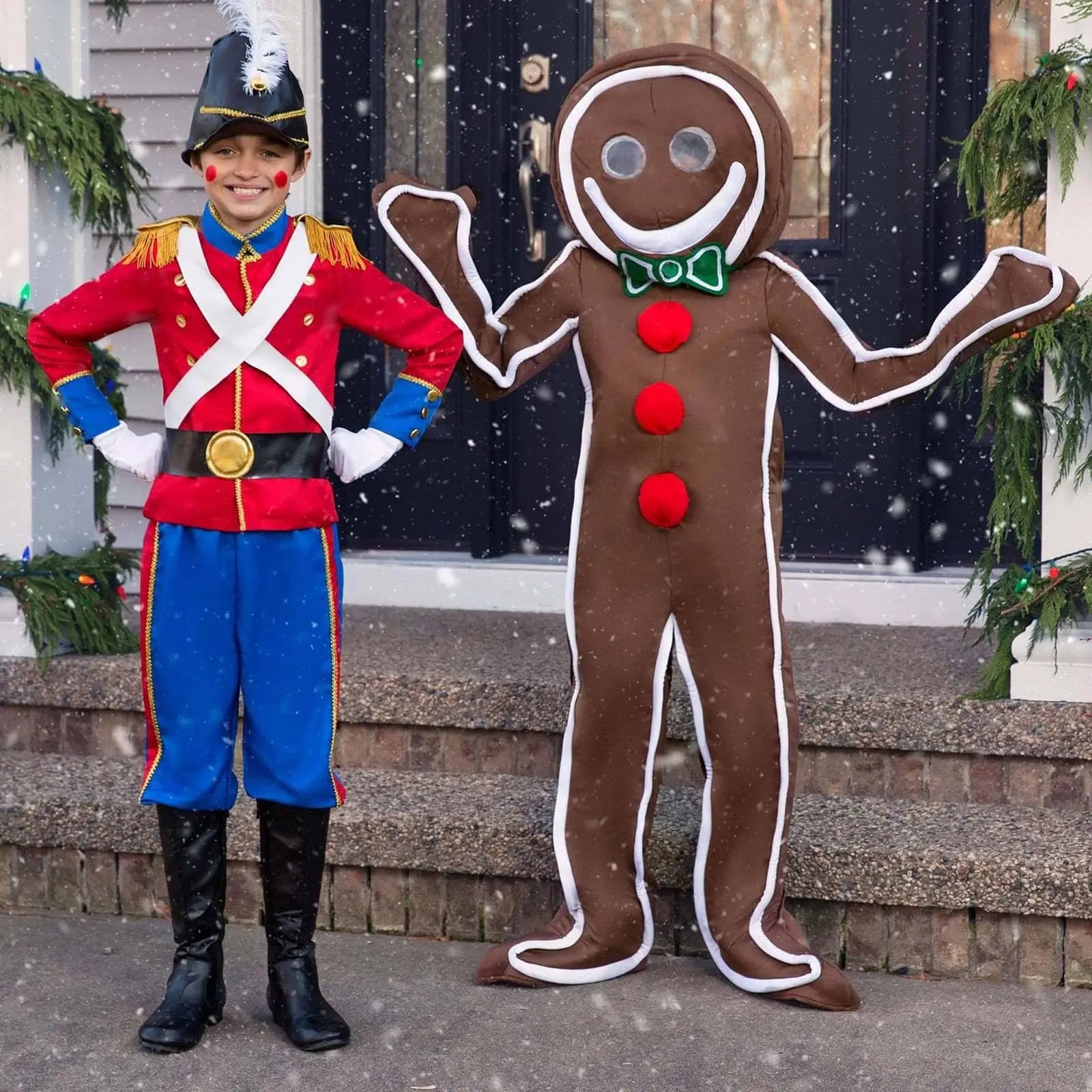 Gingerbread Man Costume for Adults Christmas Cookie Costume Festive Xmas Outfit Onesie Holiday Party Jumpsuit Qme