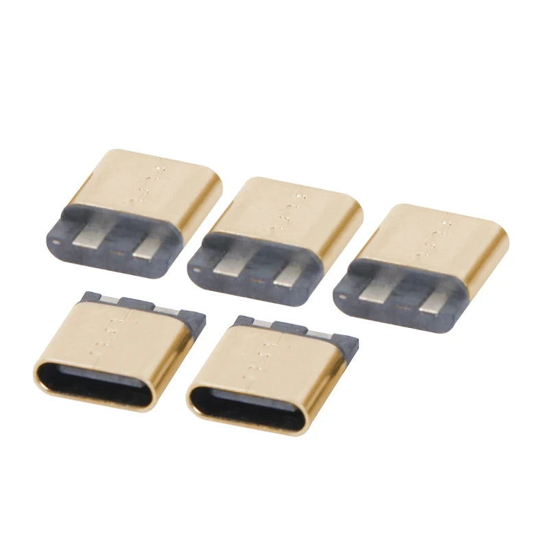 5Pcs Type-C 3.1 USB Jack Type-C 2Pin Welding Wire Female Connector Straight For Phone Charging Port Charging Socket Interface Qme