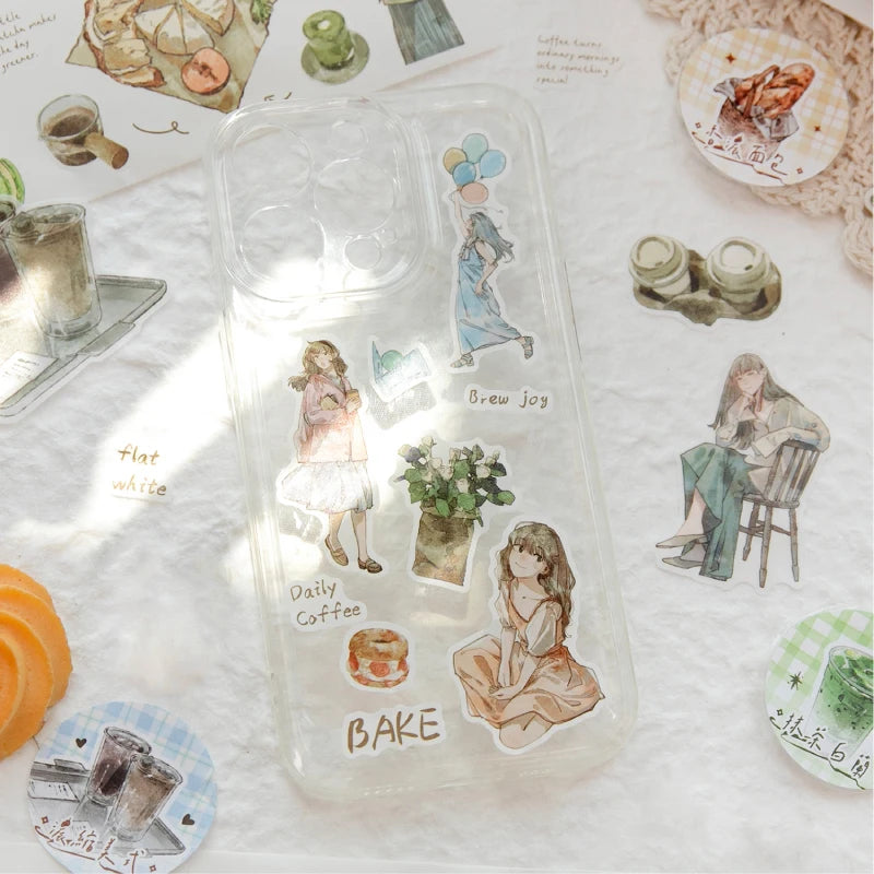 Healing Lifestyle Decorative Tape With Girly and Food Themed Elements, Perfect for Junk Journal Crafting and Back-to-School Gift Qme