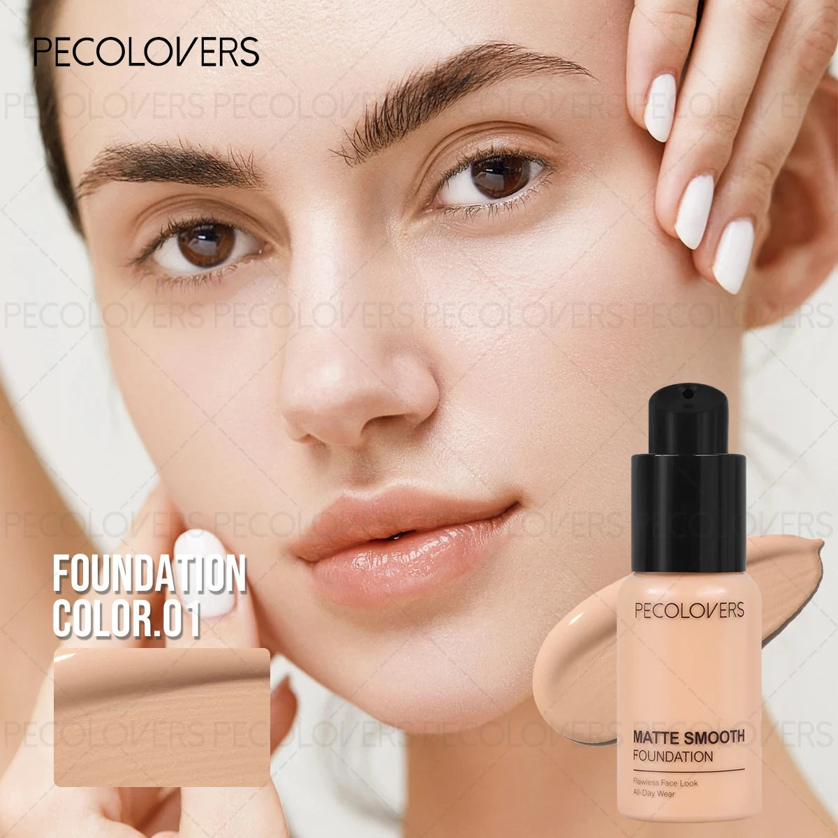 24H Oil-control Full Coverage Face Foundation Strong Concealer Light Qme 01