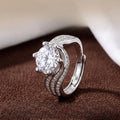 Twisted Split Shank 6 Prong Solitaire CZ Engagement Ring Adjustable Open Band Silver Tone Promise Wedding Ring for Women Qme 1pc