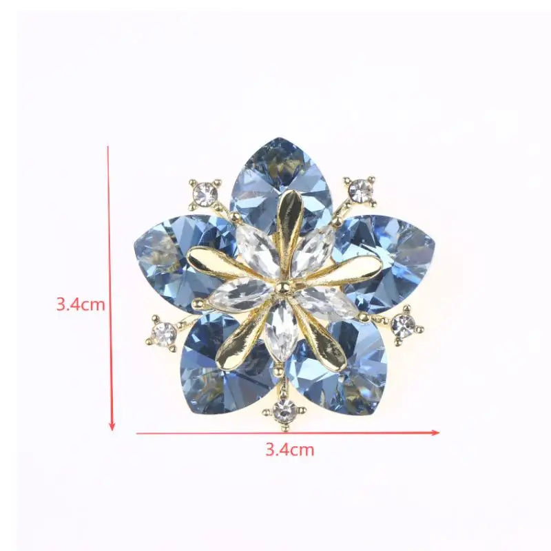 Crystal Peach Blossom Brooches For Women Men Charming Shining Flowers Party Office Brooch Pins Jewelry Gifts Qme