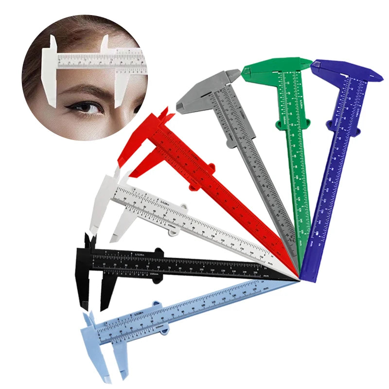Portable Plastic Eyebrow Measuring Vernier Caliper Tattoo Ruler Qme