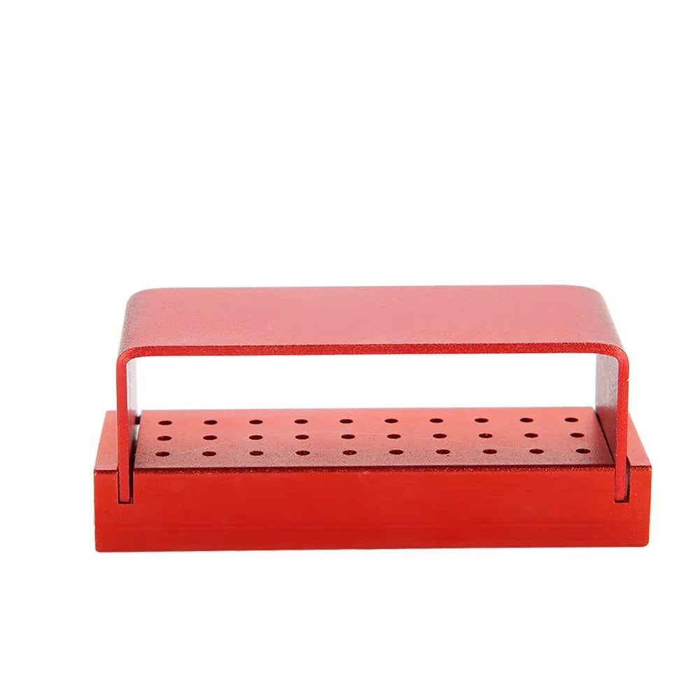 30 Holes Aluminium Disinfection Box Case Dental Bur Burs Block Holder Autoclavable Dentist Tool Burs Block Holder Dentist Tool Qme Red
