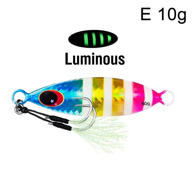 Metal Jig Spoon Lure Artificial Bait Shore Slow Jigging Hard Bass Qme E 10g