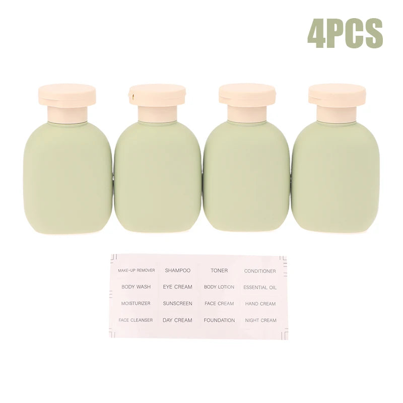 2 Refillable Squeeze Bottles Flip Cap Travel Reusable Plastic Qme Green 4PCS