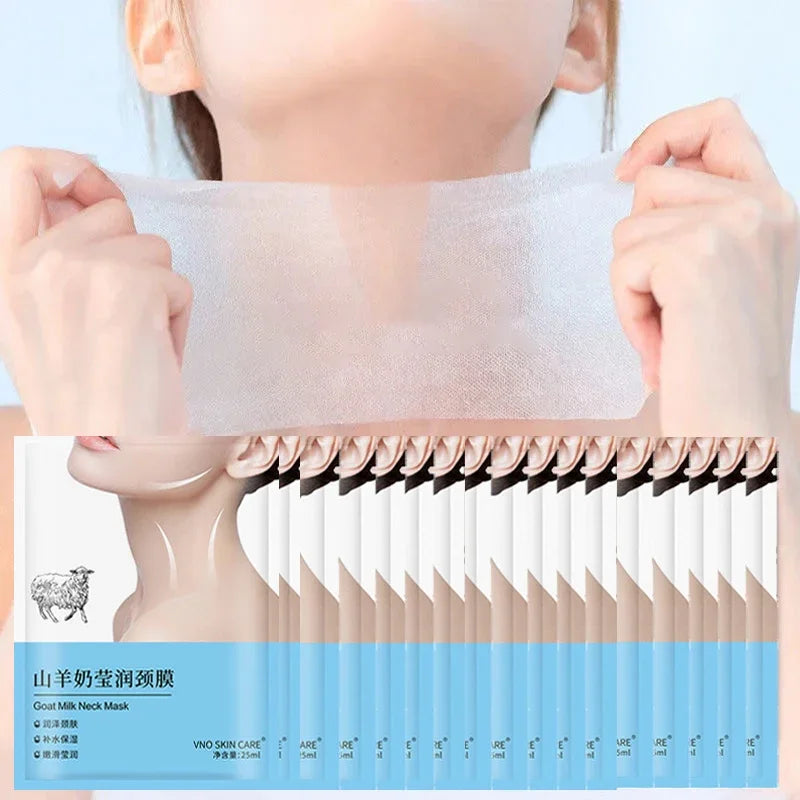 10pcs Goat Milk Neck Mask Collagen Firming Anti-Wrinkle Whitening Anti-aging Nech Masks Moisturizing Beauty Necks Skin Care Qme