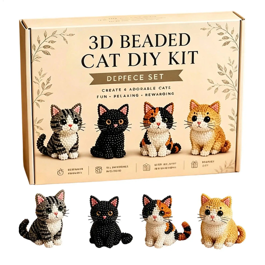 DIY Animal Beading Kit Cute Beginner-Friendly 3D Cat Funny Animal Beadwork Kit for Desk Decorations Bookshelf Decor Party Favors Qme