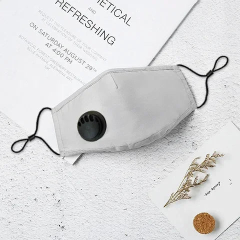 Reusable Washable Fashion Anti Dust PM2.5 Mouth Face Mask with Breathing Valve Filter Activated Carbon Cotton Face Mask Qme GRAY