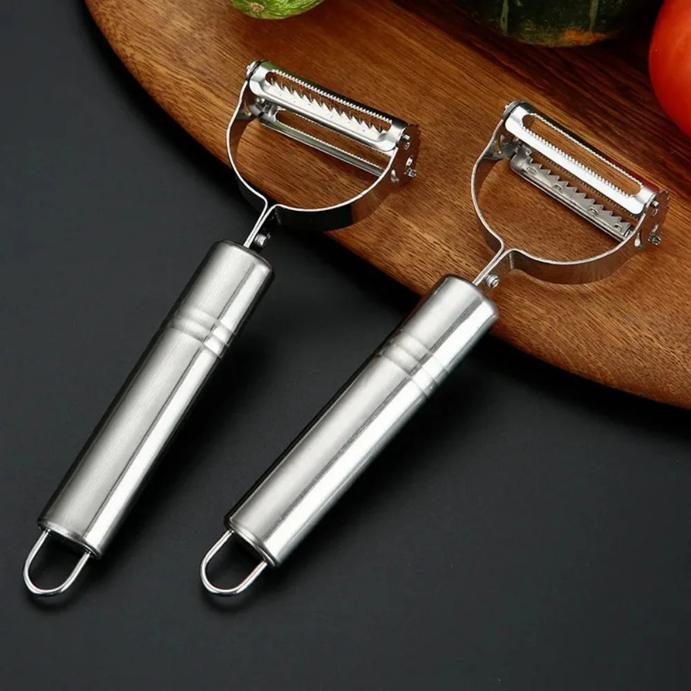 Kitchen Vegetable Peeler Stainless Steel Melon Planer Double-Head Peeler Household Multiple-Function Fruit Vegetable Skin Peeler Qme