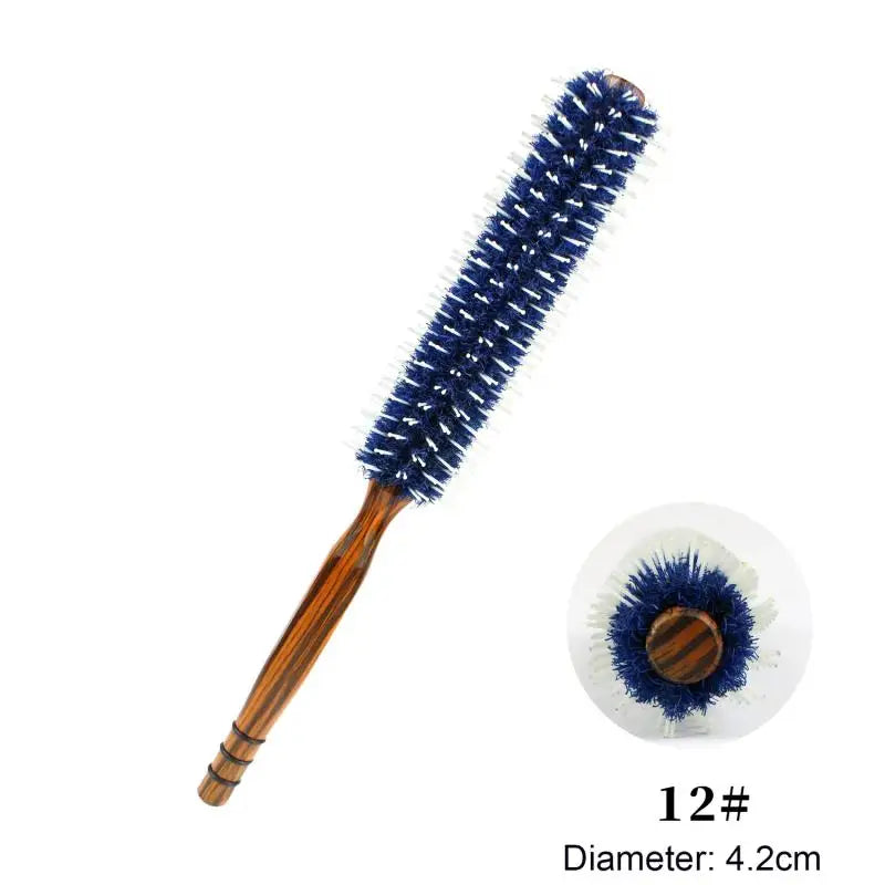 Anti Static Wood Natural Boar Bristle Hair Round Brush Hairdresser Qme B