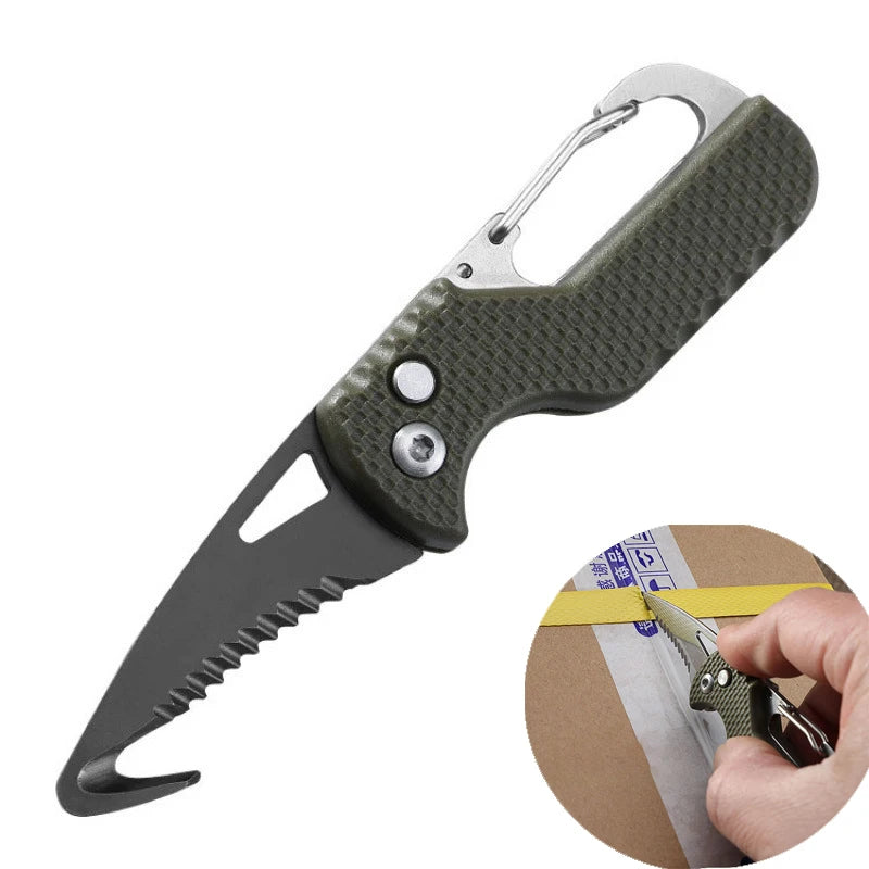 Portable Folding Knife Express Parcel Stainless Serrated Hook Cutter Qme