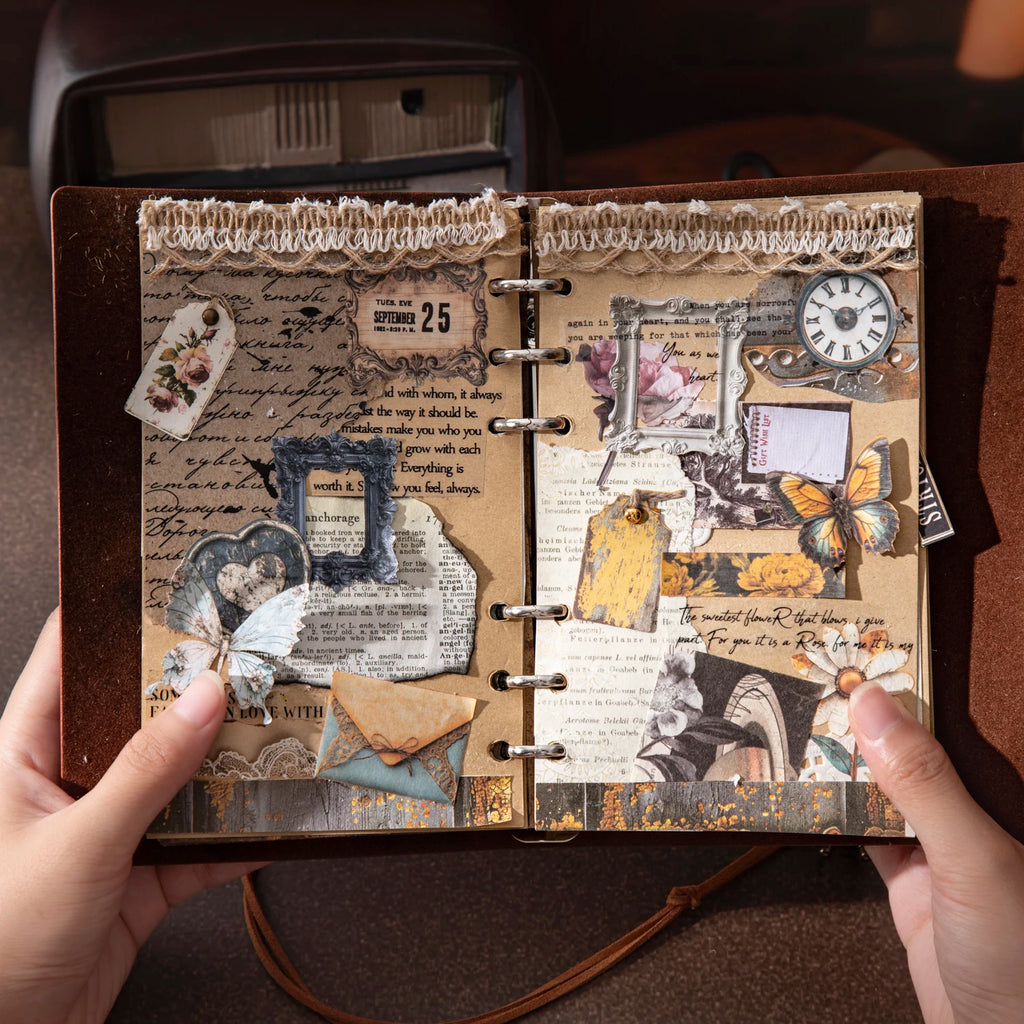 30 Sheets/Bag Vintage Floral Theme Stickers for Scrapbooking DIY Collage Material Phone Case Frame Computer Decoration Qme
