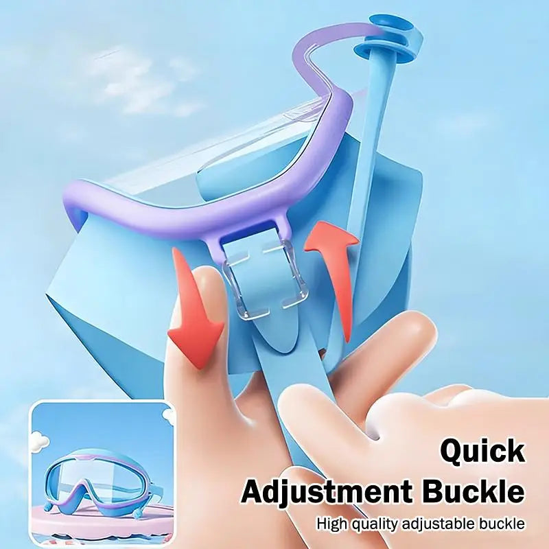 Kids Swimming Goggles Big Frame HD View Anti-fog Waterproof Qme